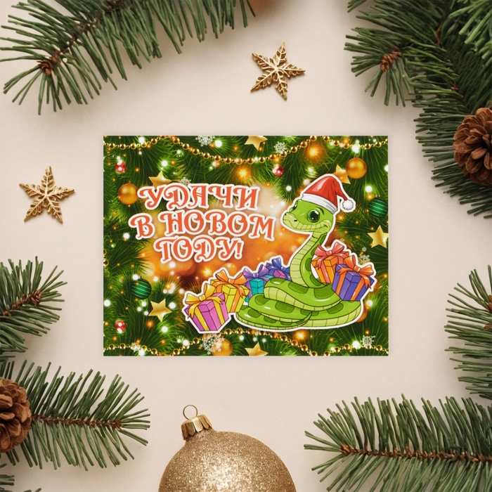Мини-открытка новогодняя «Удачи в Новом Году!», 9?7 см