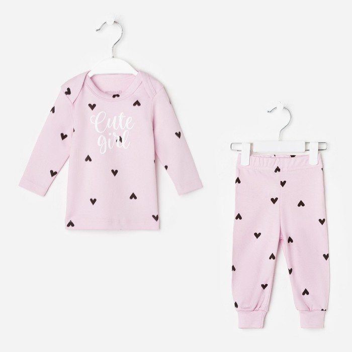 Комплект: джемпер, брюки Крошка Я "Cute", розовый, рост 74-80 см
