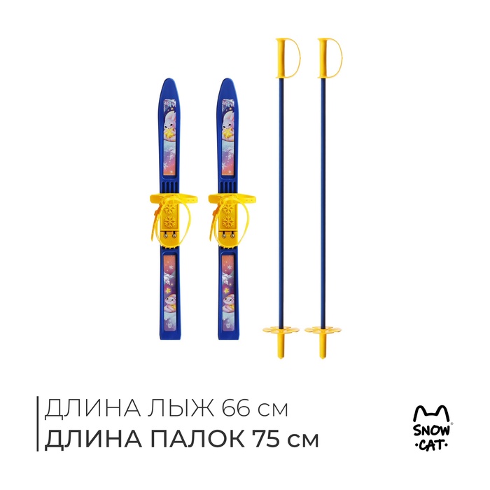 Комплект лыжный детский Snow Cat: лыжи 66 см, палки 75 см