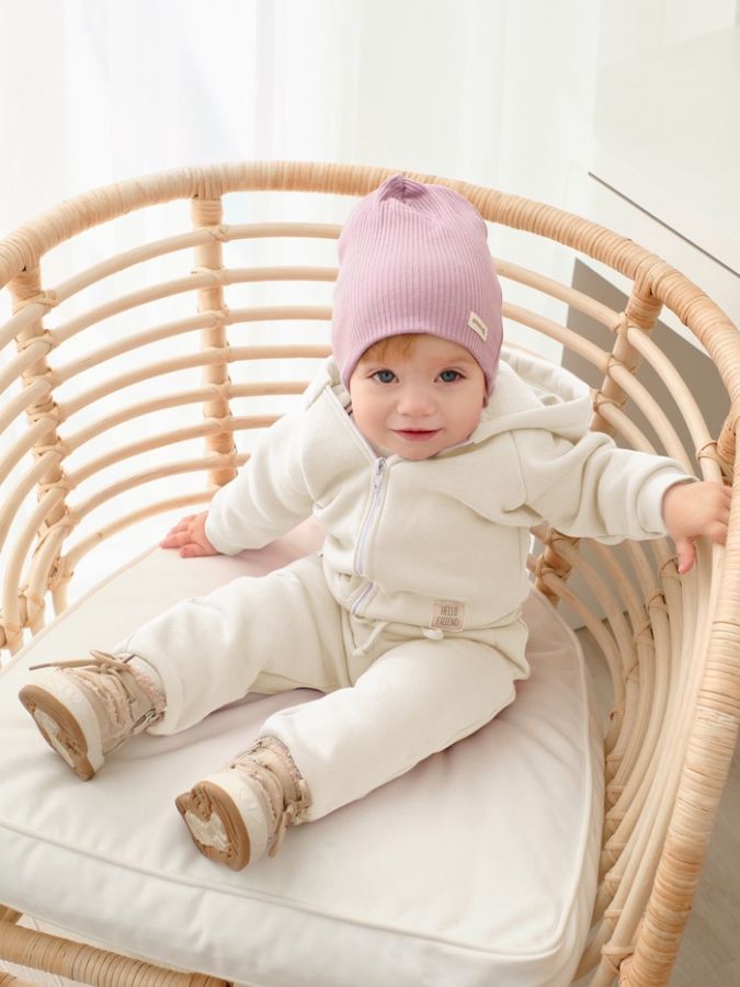 Костюм (толстовка и брюки) Крошка Я, BASIC LINE, рост 74-80 см, цвет молочный