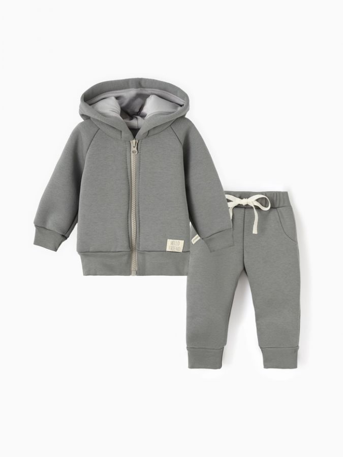 Костюм (толстовка и брюки) «Крошка Я» BASIC LINE, рост 86-92 см, серый