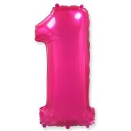 Цифра "1" фольгированная (40/102) Фуксия