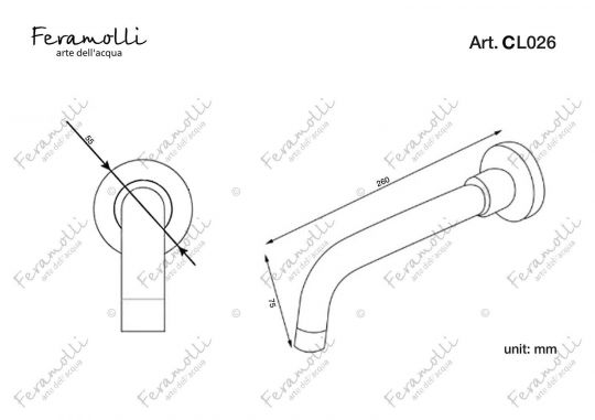Настенный поворотный излив Feramolli CL026, хром схема 2