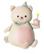 Шар фольга Фигура Мишка с кексиком 90 см кремовый