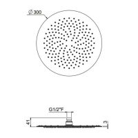 Верхний душ  300 мм  Carimali MySlim SLM0003CRX схема 2