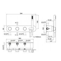 Прогрессивный смеситель для ванны на 4 выхода - внешняя часть  Carimali ilTondo 21948EST/A-CR схема 2