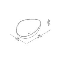 Ванна из искусственного камня Agape Drop отдельностоящая 195х129х57.5 см цвет: белый схема 2 Ванна из искусственного камня Agape Drop отдельностоящая 195х129х57.5 см цвет: белый схема 2