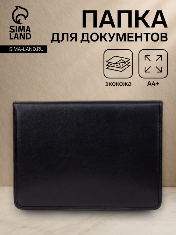 Папка для документов «Алекс», А4, цвет чёрный