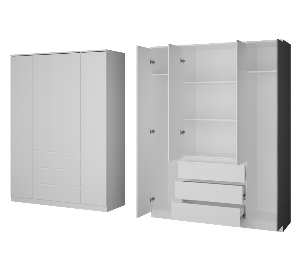 Шкаф "Мадера" 4 двери 3ящ