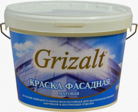 Краска Фасадная Grizalt БС-319 4кг Белая, Матовая, Акриловая / Гризальт