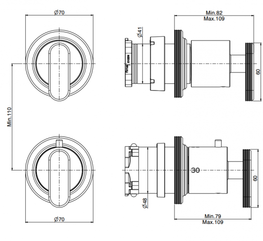 Однорычажный термостатический смеситель Fima - Carlo Frattini Park Lane встраиваемый для душа F1333N7 схема 2