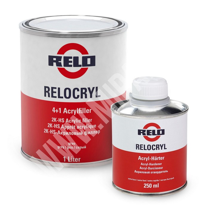 Relo Relocryl 2K-HS Грунт акриловый с отвердителем 4+1, объем 1л. + 250мл.