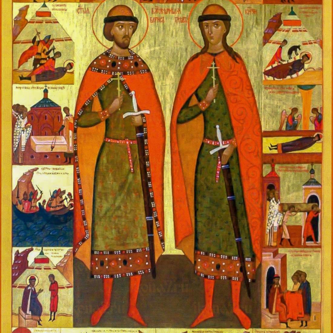 Икона Наследие святых: Икона Бориса и Глеба (рукописная)