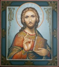 Икона Спасителя 27x31см (Палех премиум - авторская рукописная)