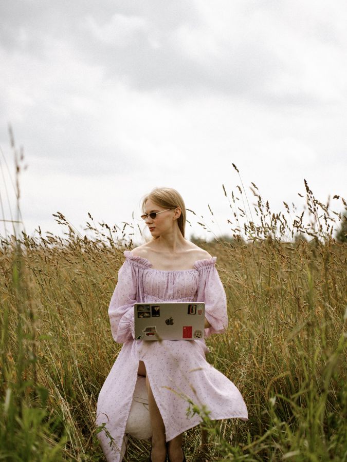 Платье Estate из бамбука сиреневое