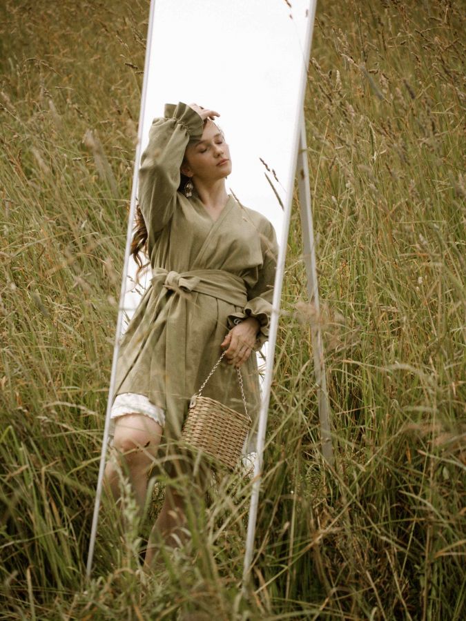 Жакет кимоно из крапивы травяной с регулируемыми рукавами