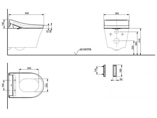 Электронное сиденье-биде с пультом TOTO RG TCF34170GEU схема 2