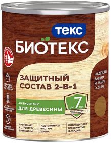 Защитный Состав 2-в-1 Текс Bioteks 0.8л Мореный Дуб для Древесины не Требует Предварительного Грунтования для Наружных Работ / Текс Биотекс.