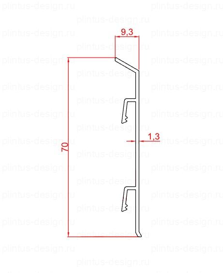 2158 плинтус алюминиевый 70 мм Декопрофиль Чёрный с кабель-каналом