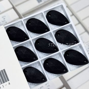 Матовые Пластиковые Пришивные Стразы Jet Капля 17*28 мм