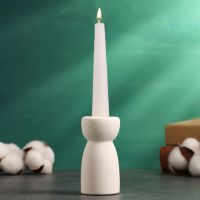 Подсвечник на 1 свечу TAKE IT EASY «Лунд», керамика, белый песок, 4?4?8 см