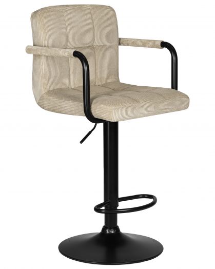 Стул барный DOBRIN KRUGER ARM BLACK (бежевый вельвет (LAR-E2041-04))