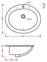 Встраиваемая раковина Artceram Eolo ELL001 59х48 схема 2