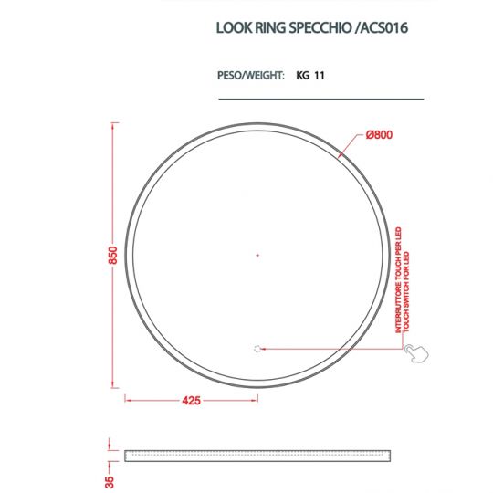 Зеркало Artceram Look Ring 850 мм с подсветкой ACS016 схема 2