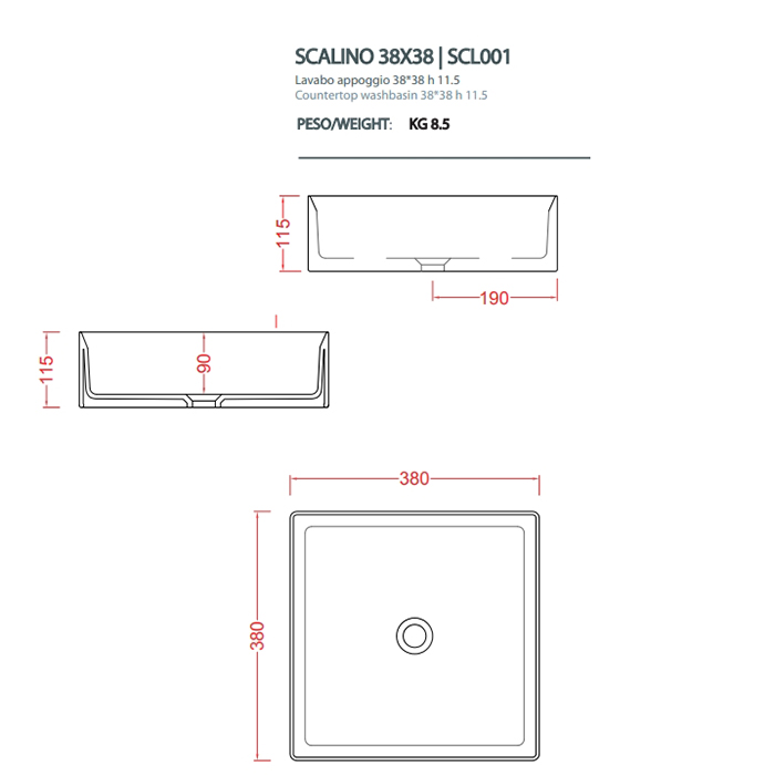 Раковина Artceram Scalino SCL001 38х38 ФОТО