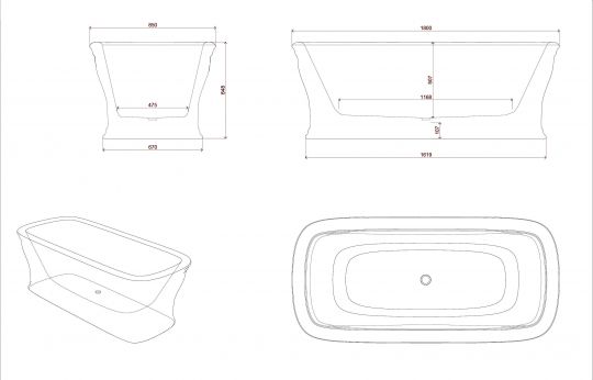 Отдельностоящая ванна ArtCeram NEO ACW003 схема 2