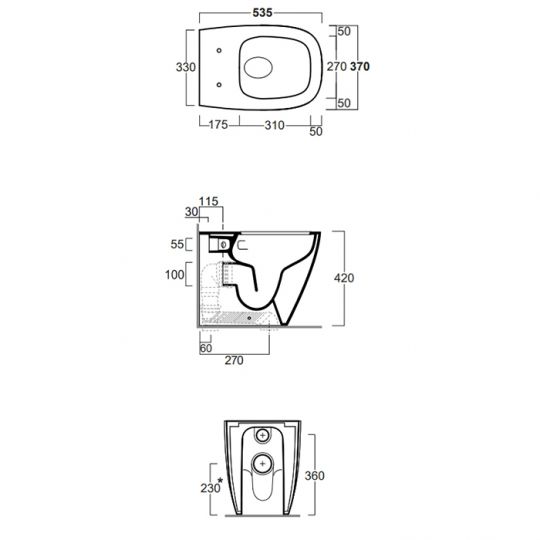 Унитаз напольный Simas Juniper JU01 смыв Tornado схема 2