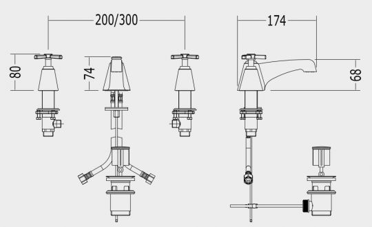 Devon&Devon Time смеситель для раковины 2TIME200 схема 2 Devon&Devon Time смеситель для раковины 2TIME200 схема 2