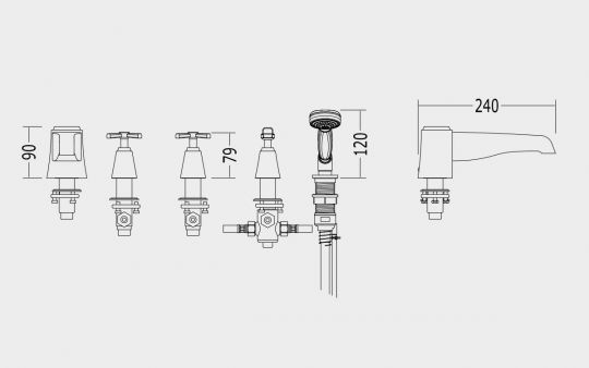 Смеситель для ванны и душа Devon&Devon Time 2TIME254 схема 2 Смеситель для ванны и душа Devon&Devon Time 2TIME254 схема 2