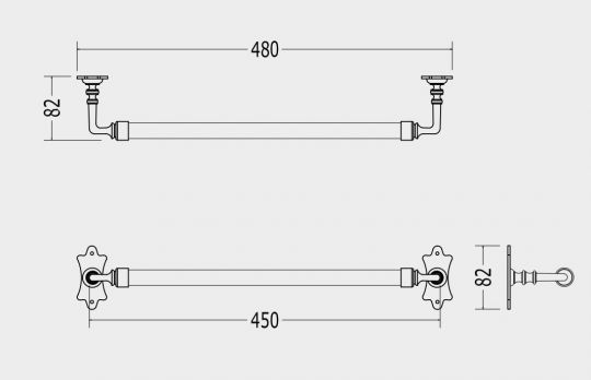 Вешалка для полотенец Devon&Devon Mayfair DD102 48 см схема 2 Вешалка для полотенец Devon&Devon Mayfair DD102 48 см схема 2