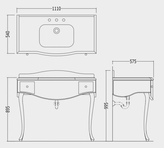 Тумба под раковину Devon&Devon Audrey Vanity Unit 111х57,5 схема 2