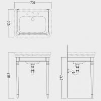 Консоль под раковину Devon&Devon Duke Console 70х53 схема 2