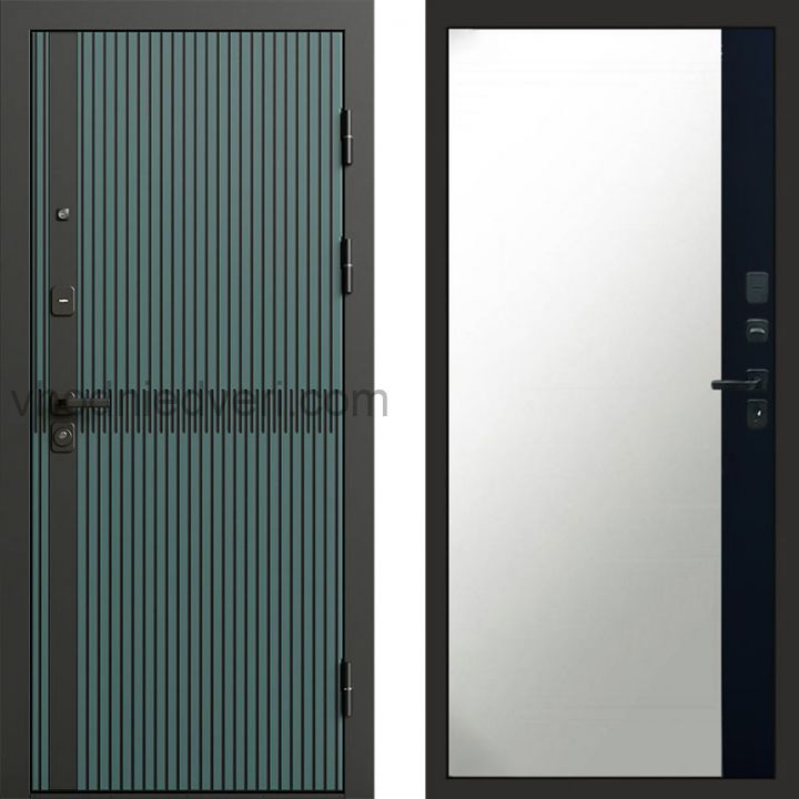 Входная дверь Termo-door Граунд velutto verde - Широкое Зеркало Фацет Черный кварц