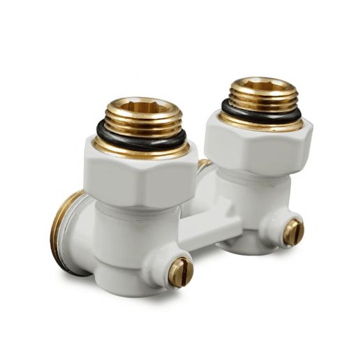 Угловой Н-образный клапан для нижнего подключения 3/4" х 1/2", белый PrimoClima