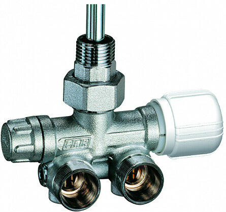 Узел нижнего подключения М24х19 к радиатору 1/2" для 1 и 2-х систем, левый FAR