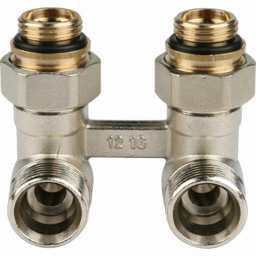 Узел нижнего подключения радиатора 1/2" НР x 3/4" НР, угловой REHAU