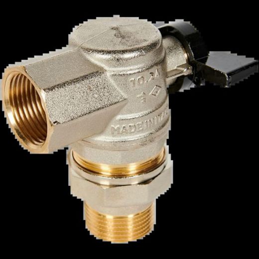 Кран шаровой с разъемным соединением угловой НВ 1" бабочка OREGON серия 594 полный проход Bugatti