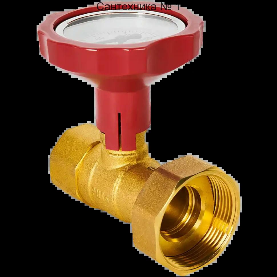 Кран шаровой с накидной гайкой ВР 1" для подключения насоса ВР 1 1/2", красная ручка ROMMER