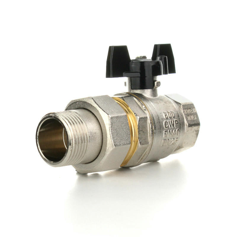 Кран шаровой Strong T НВ 3/4" с накидной гайкой, бабочка ELSEN