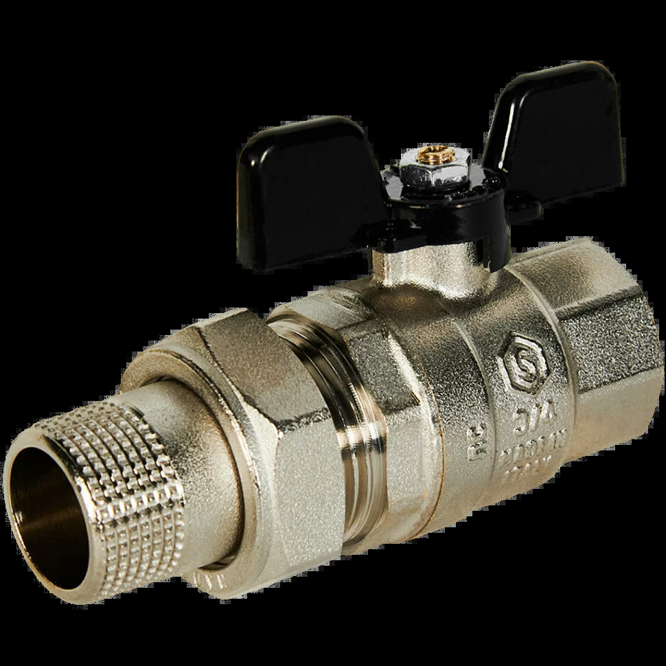 Кран шаровой полнопроходной с американкой ВР/НР 3/4, бабочка STOUT