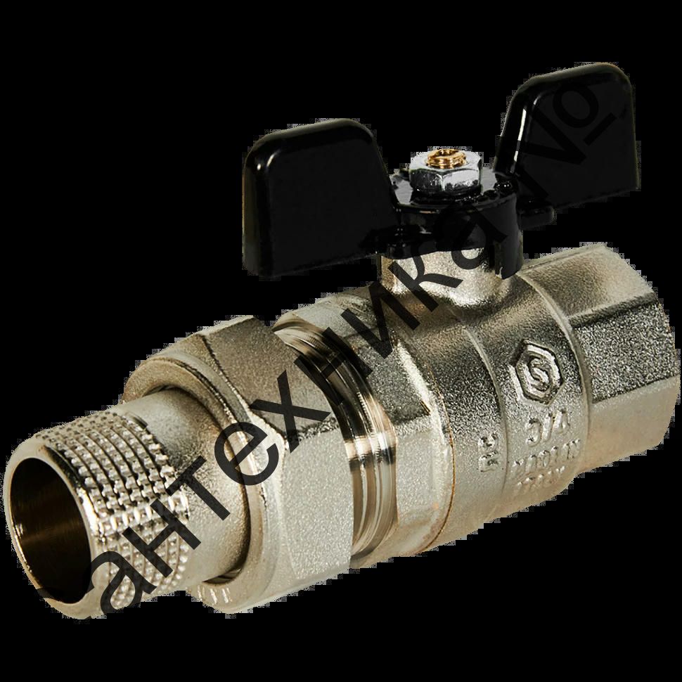 Кран шаровой полнопроходной с американкой ВР/НР 3/4, бабочка STOUT