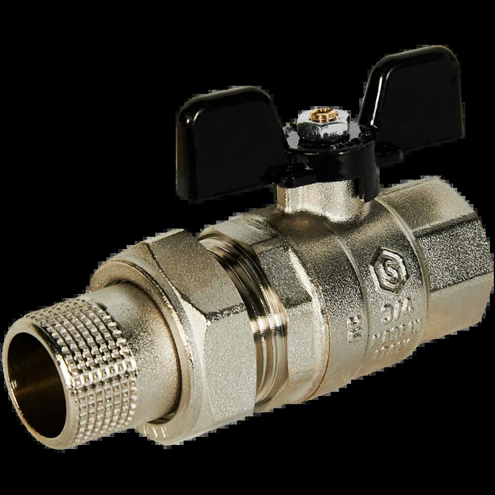 Кран шаровой полнопроходной с американкой ВР/НР 3/4, бабочка STOUT