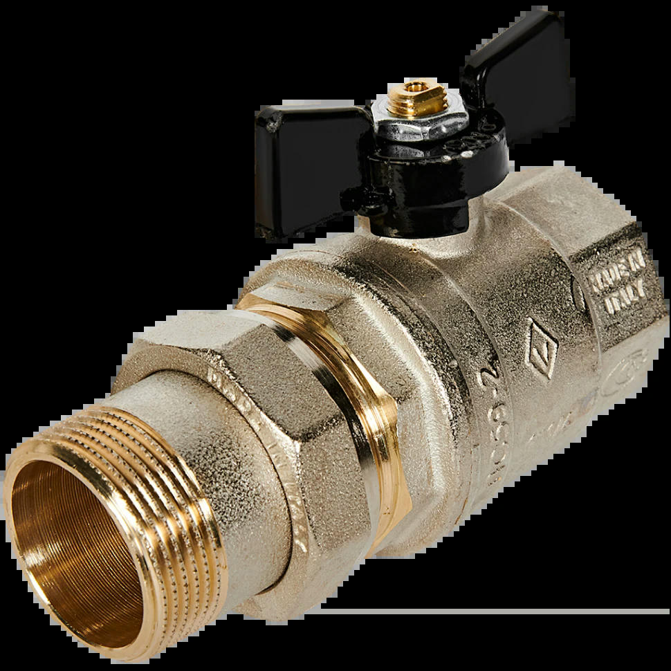 Кран шаровой с разъемным соединением НВ 1 1/4" бабочка OREGON серия 322 полный проход Bugatti