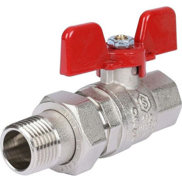 Кран шаровой полнопроходной с американкой ВР/НР 1/2, ручка бабочка EPDM STOUT