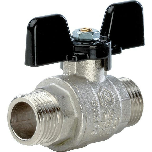 Кран шаровой полнопроходной НР/НР 1/2, ручка бабочка STOUT