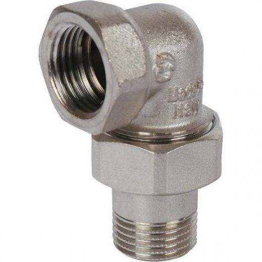 Разъемное угловое соединение "американка" ВН 1/2, уплотнение под гайкой o-ring кольцо, никелированное STOUT